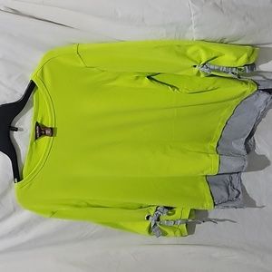 LIME GREEN WITH BLUE & WHITE STRIP TOP